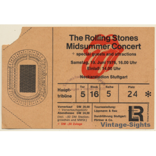 Rolling Stones Midsummer Concert Stuttgart 19.6.1976 (Rare Vintage Ticket)