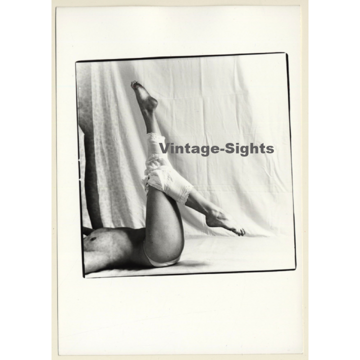 Artistic Erotic Study: Female Curlyhead With Freckles*6 / Legs (Vintage Photo France B/W ~1980s)