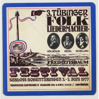3. Tübinger Folk Liedermacher Festival (Vintage Concert Sticker 1977)