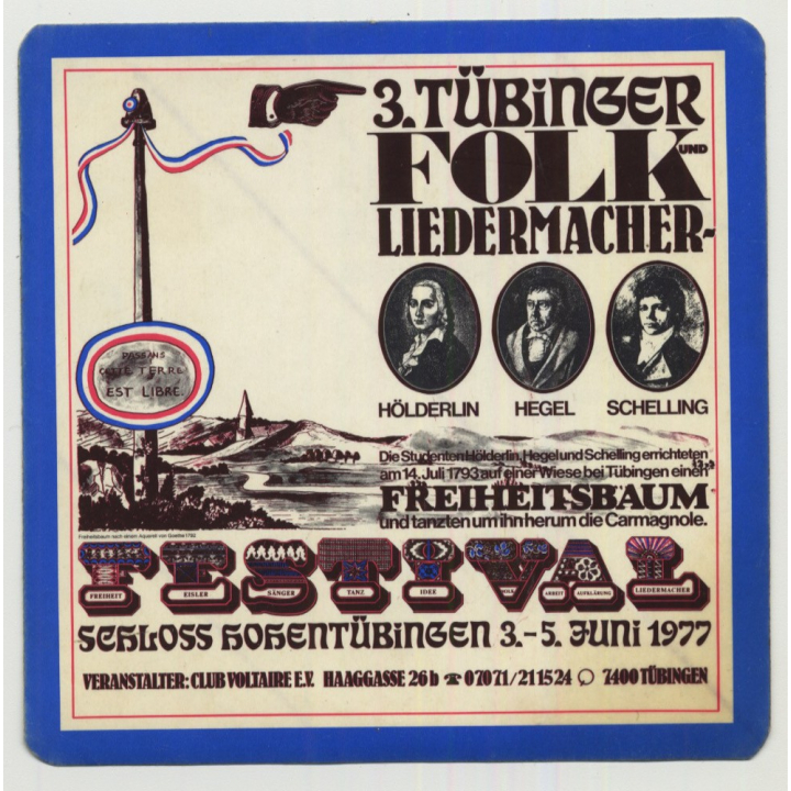 3. Tübinger Folk Liedermacher Festival (Vintage Concert Sticker 1977)