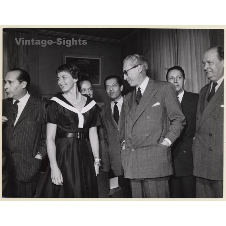 Roberto Rosselini, Ingrid Bergman, Maurice Lehmann, Favre Le Bret  (Vintage Press Photo 1950s)