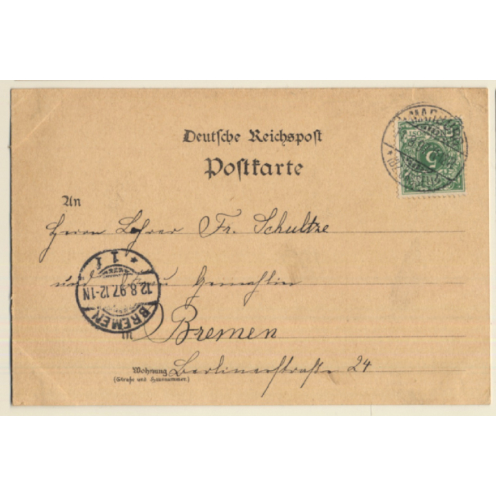 Gruss Vom Hessenlande / Tracht - Traditional Costume (Vintage Litho PC 1897)