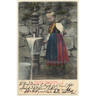 H.Schreiber: Hessische Volkstrachten / Traditional Costume (Vintage PC 1905)