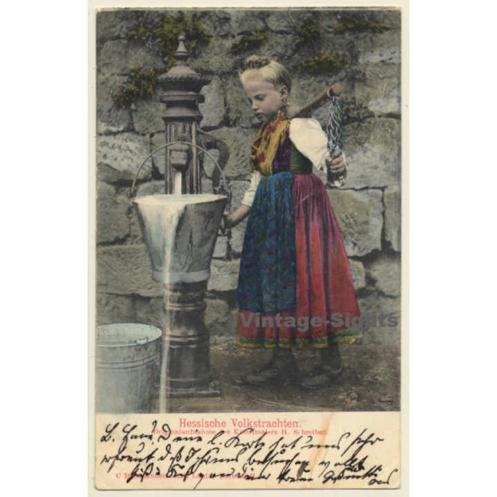 H.Schreiber: Hessische Volkstrachten / Traditional Costume (Vintage PC 1905)