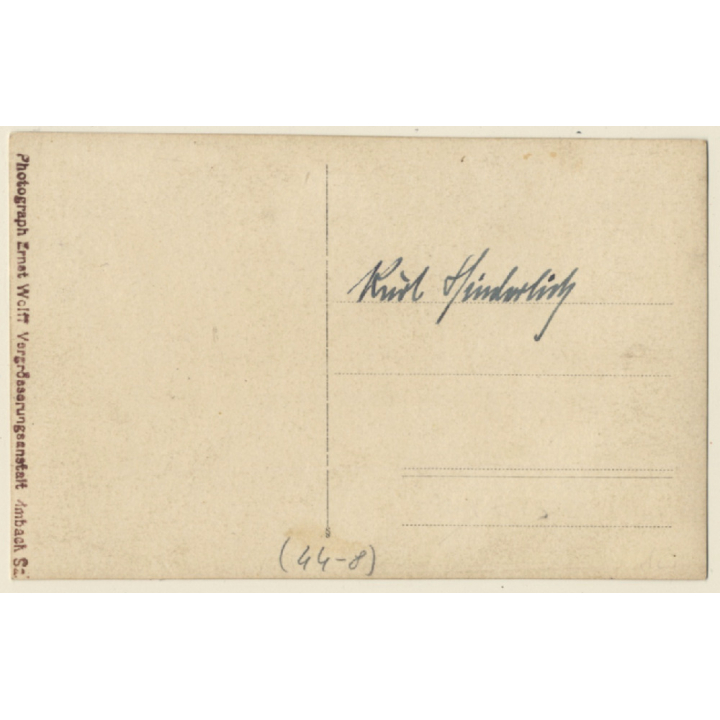 Sweet Baby Girl Standing Beside Her Teddy Bear (Vintage RPPC 1910s/1920s)