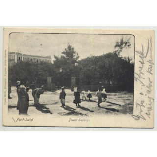Port Said / Egypt: Place Lesseps (Vintage PC B/W 1942)