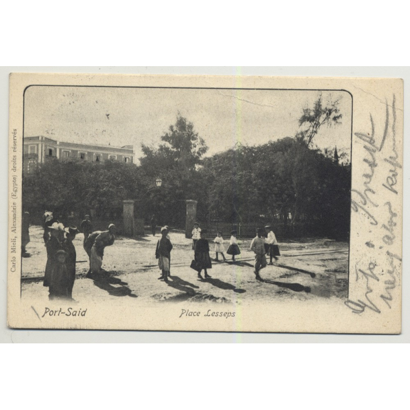 Port Said / Egypt: Place Lesseps (Vintage PC B/W 1942)