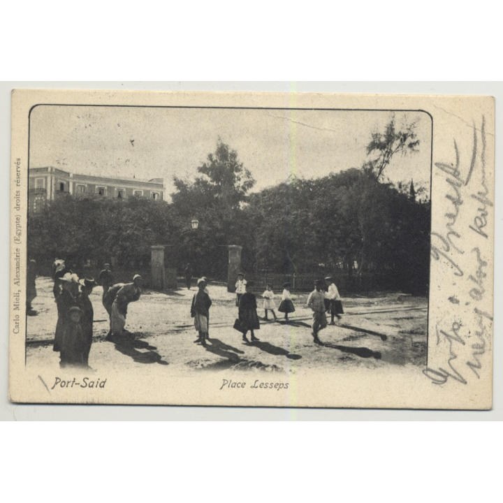 Port Said / Egypt: Place Lesseps (Vintage PC B/W 1942)