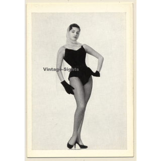 Pin-up Girl *2 / Head scarf - Black Body - Gloves (Vintage Trading Card ~1950s)