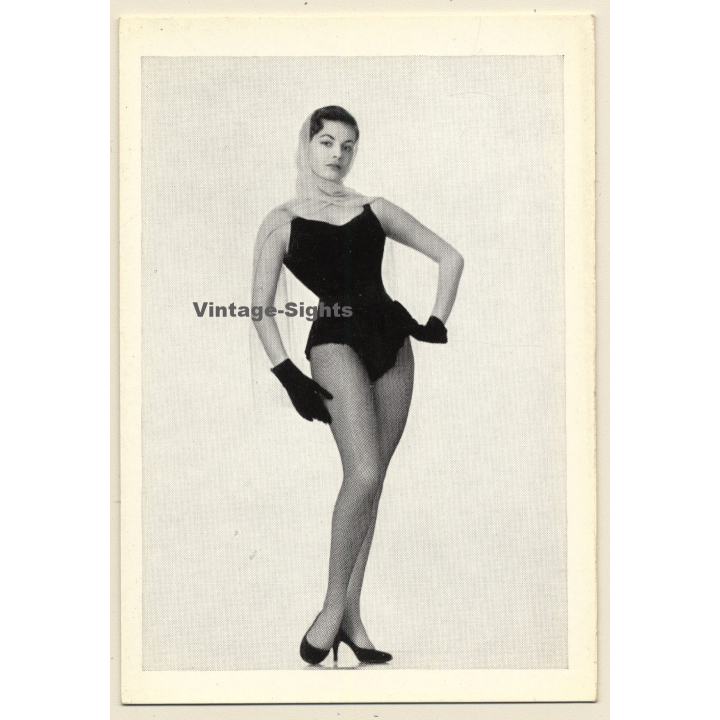 Pin-up Girl *2 / Head scarf - Black Body - Gloves (Vintage Trading Card ~1950s)