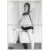 Sweet Shorthaired Blonde In Negligee / Interior (Vintage Photo B/W 1960s/1970s)