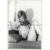 Sweet Shorthaired Blonde In Negligee / Teases Camera (Vintage Photo B/W 1960s/1970s)