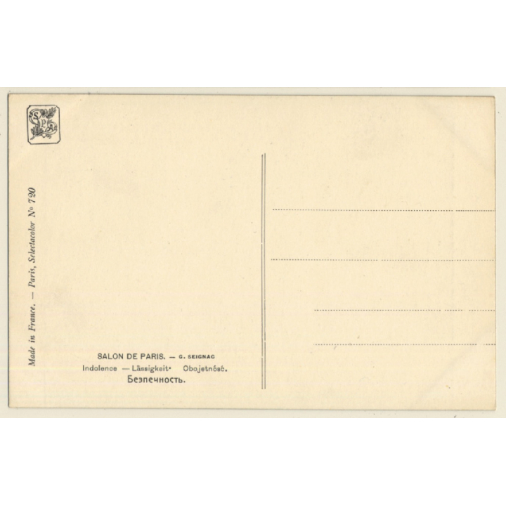 G. Seignac: Indolence - Salon De Paris / Nude Art (Vintage PC ~1910s/1920s)