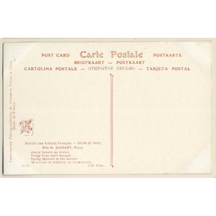 M. Everart: Jeune Femme Au Miroir - Salon De Paris / Nude Art (Vintage PC ~1910s/1920s)