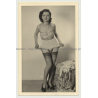 1940s Pinup in Lingerie / Stockings (Vintage Photo PC B/W ~ 1940s)