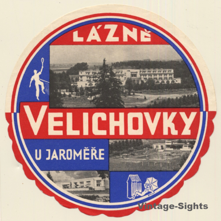 Lazne / Czechia: Velichovky U Jaromere (Vintage Luggage Label)