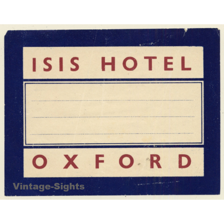 Oxford / UK: Isis Hotel (Vintage Luggage Label)