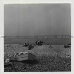 76790 Étretat: Old Fishing Boats At Beach - Jawls (Vintage Photo B/W 1963)