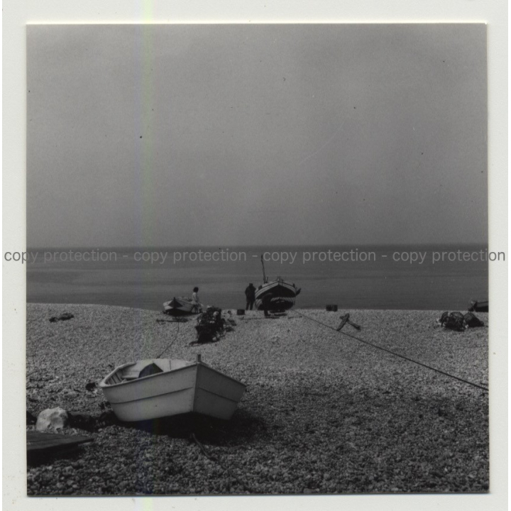 76790 Étretat: Old Fishing Boats At Beach - Jawls (Vintage Photo B/W 1963)