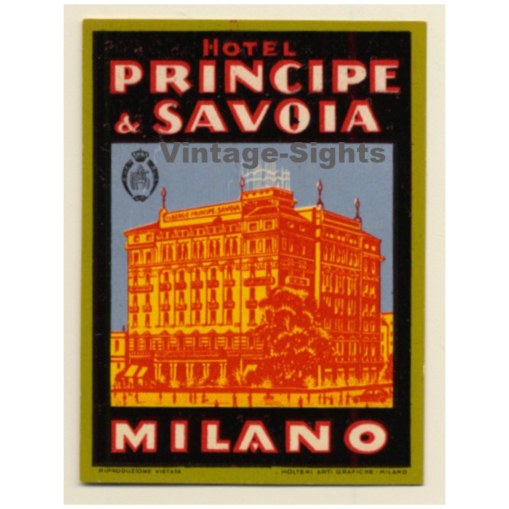 Milan / Italy: Hotel Principe & Savoya - Milano (Vintage Luggage Label)