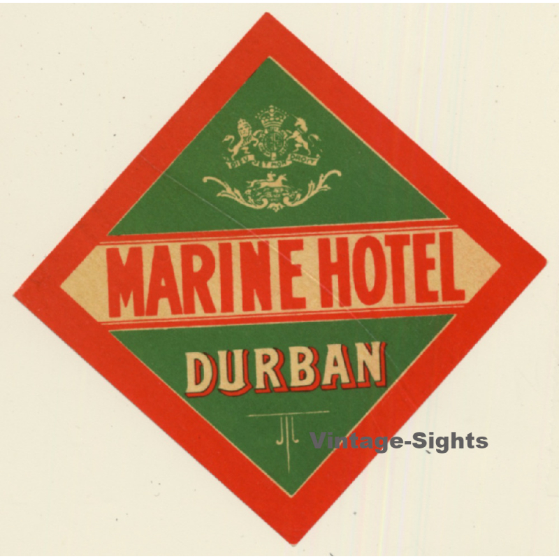Durban / South Africa: Marine Hotel (Vintage Luggage Label ~1950s)