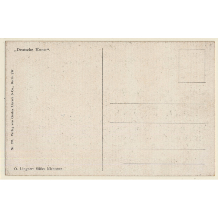 Otto Lingner: Süßes Nichtstun / Erotic Art (Vintage Artist PC ~1910s/1920s)