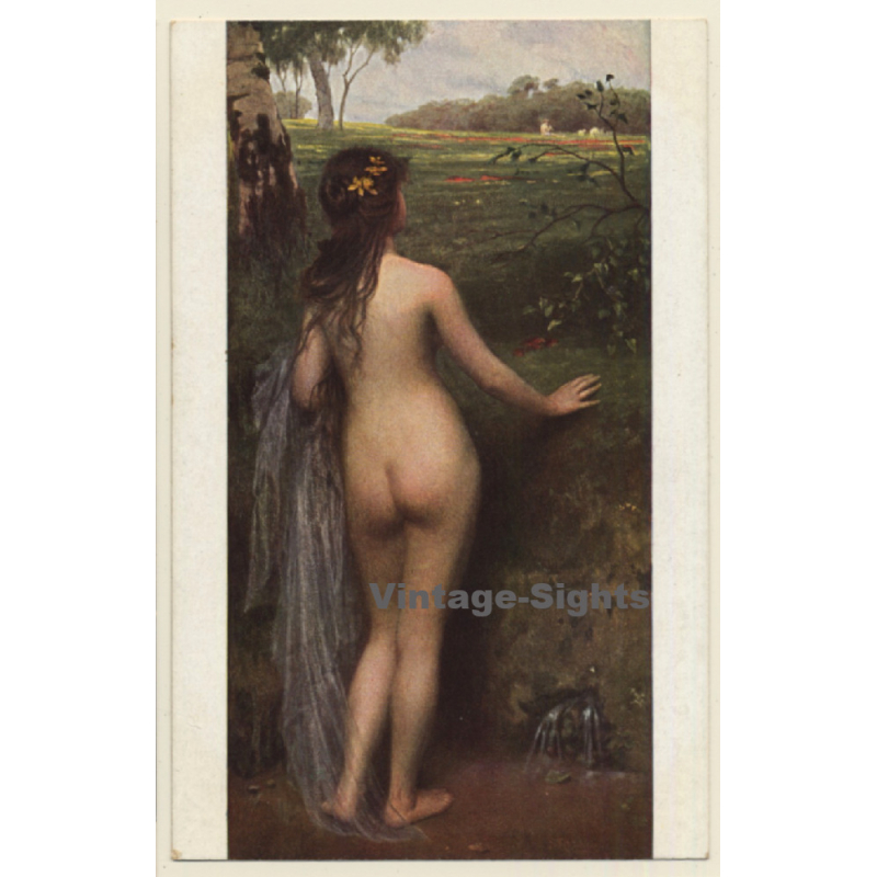 S. Glücklich: Quellnymphe / Erotic Art (Vintage Artist PC ~1910s/1920s)