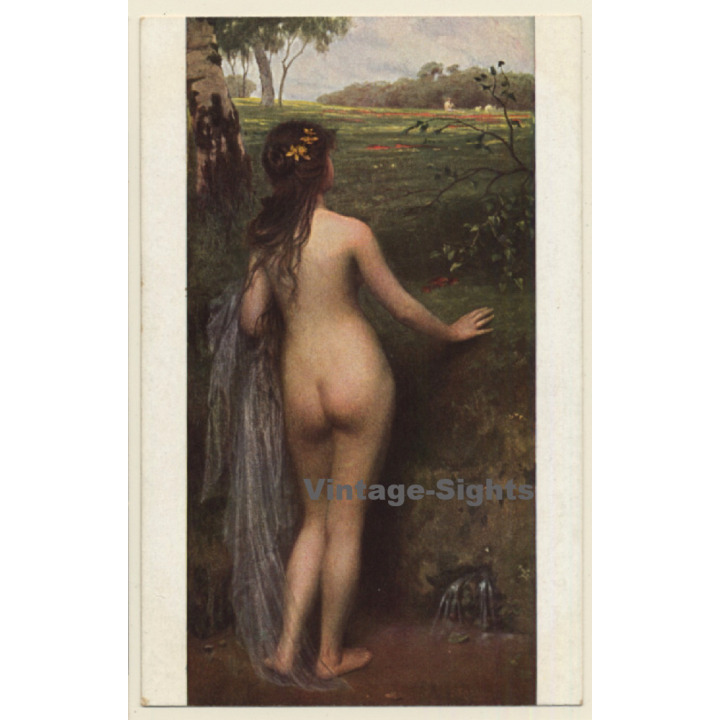 S. Glücklich: Quellnymphe / Erotic Art (Vintage Artist PC ~1910s/1920s)