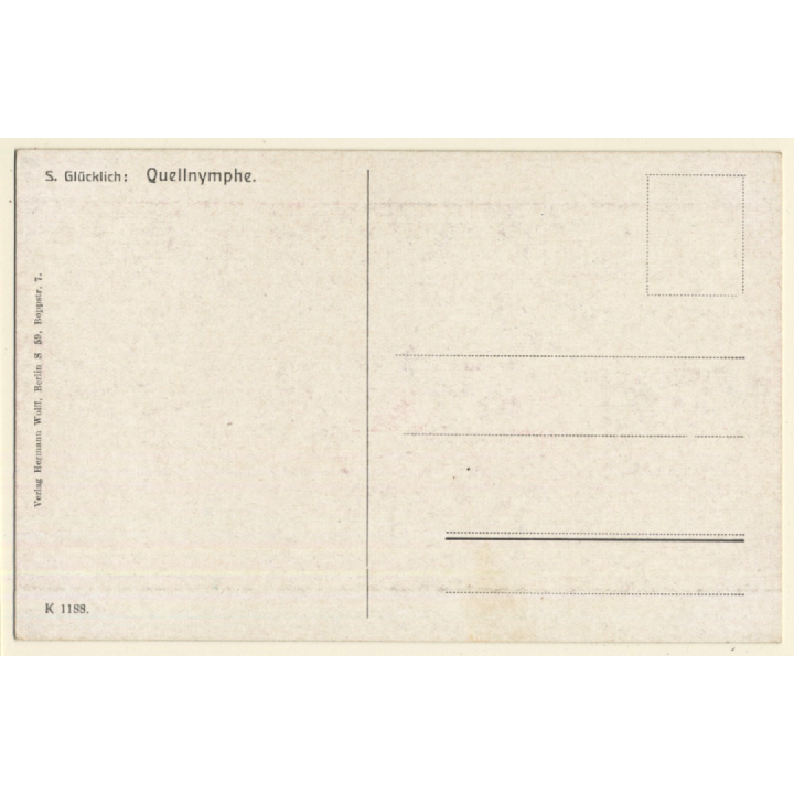S. Glücklich: Quellnymphe / Erotic Art (Vintage Artist PC ~1910s/1920s)