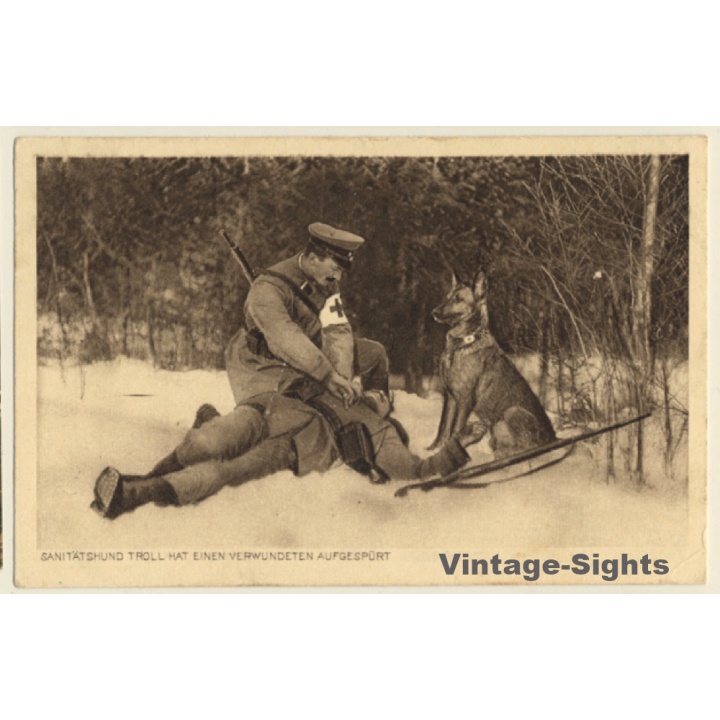 Rotes Kreuz: Sanitätsund Troll Hat Einen Verwundeten Aufgespürt (Vintage PC 1916)