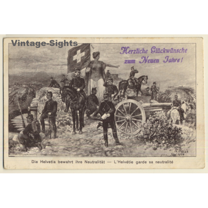 Rotes Kreuz: Helvetia Bewahrt Ihre Neutralität (Vintage PC ~1910s)