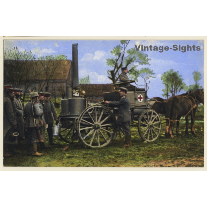 Rotes Kreuz: Infanterie Holt Sich Trinkwasser Aus Destillierapparat (Vintage PC 1914)