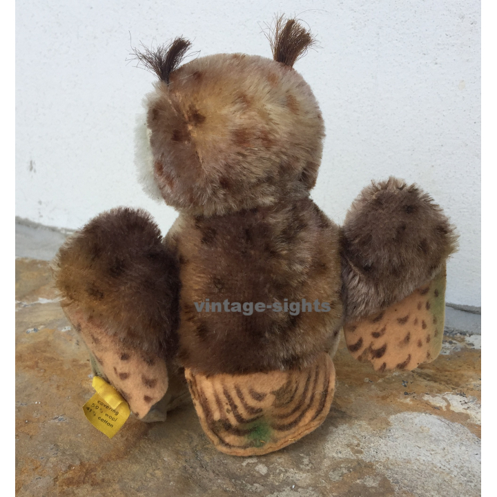 Vintage Steiff Owl 'Wittie' With Button & Tag 4314 - 1959-1967