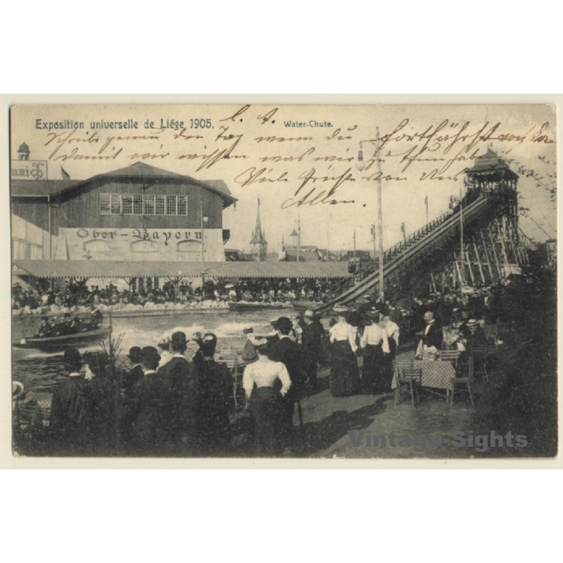 Exposition Universelle De Liége 1905: Water Chute / Ride (Vintage PC)