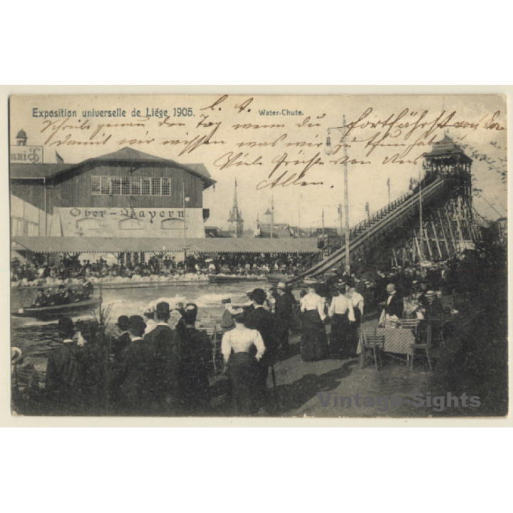 Exposition Universelle De Liége 1905: Water Chute / Ride (Vintage PC)