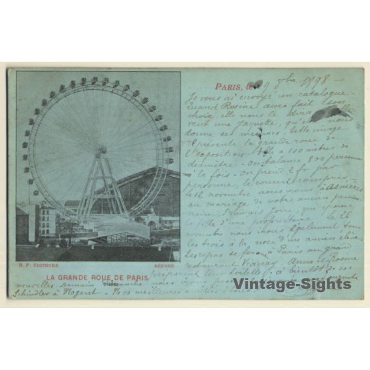 France: La Grande Roue De Paris (Vintage PC 1898)
