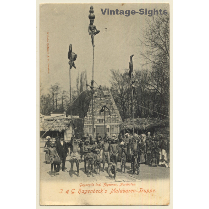 Hagenbeck's Malabaren Truppe / Acrobats - Human Zoo (Vintage PC ~1900s)