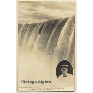 Bobby Leach's Awful Plunge Over Niagara Falls (Vintage PC 1912)
