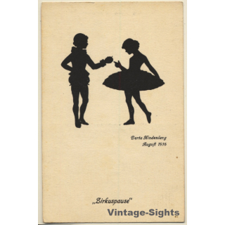 Berta Hindenlang: Zirkuspause / Scherenschnitt (Vintage PC 1920)