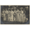 Group Of Ladies Wearing Victorian Costumes & Hats / Bonnet (Vintage RPPC 1907)