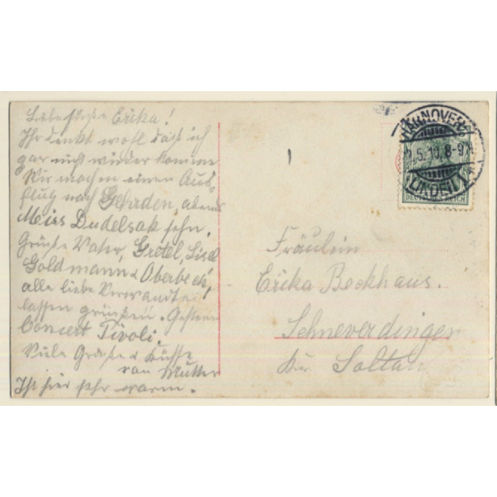 Little Blonde Girl With Bunch Of Flowers (Vintage RPPC 1910)