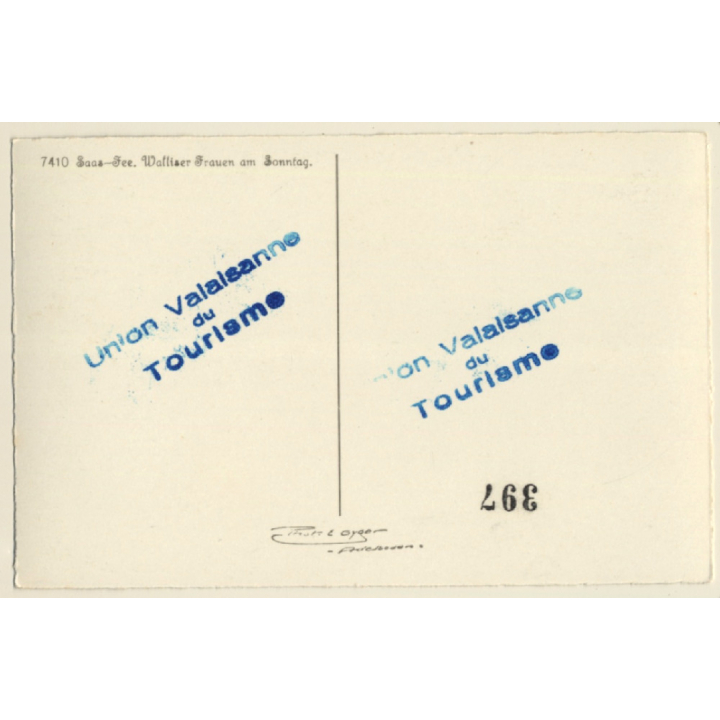 Saas-Fee: Walliser Frauen In Traditioneller Tracht (Vintage RPPC ~1930s)