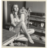Stunning Blonde Semi Nude Sitting On Baroque Chair / Korenjak (Vintage Contact Sheet Photo ~1970s/1980s)