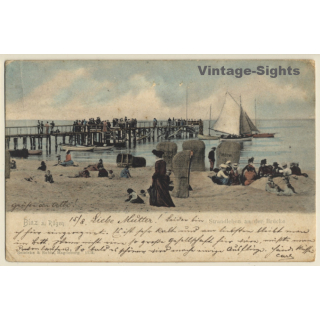 Binz Auf Rügen: Strandleben An Der Brücke (Vintage PC 1902)
