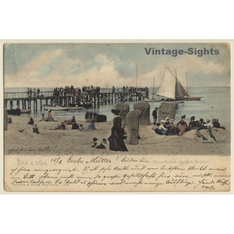 Binz Auf Rügen: Strandleben An Der Brücke (Vintage PC 1902)