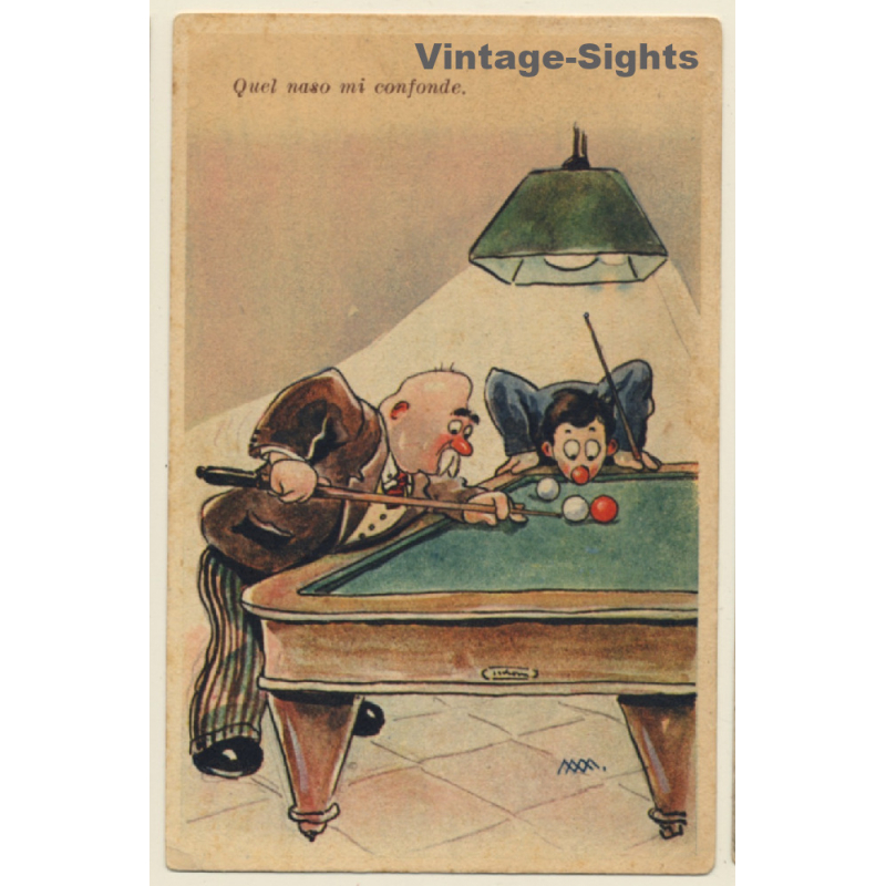 Billard / Carambol: Quel Naso Mi Cofonde (Vintage PC 1947)