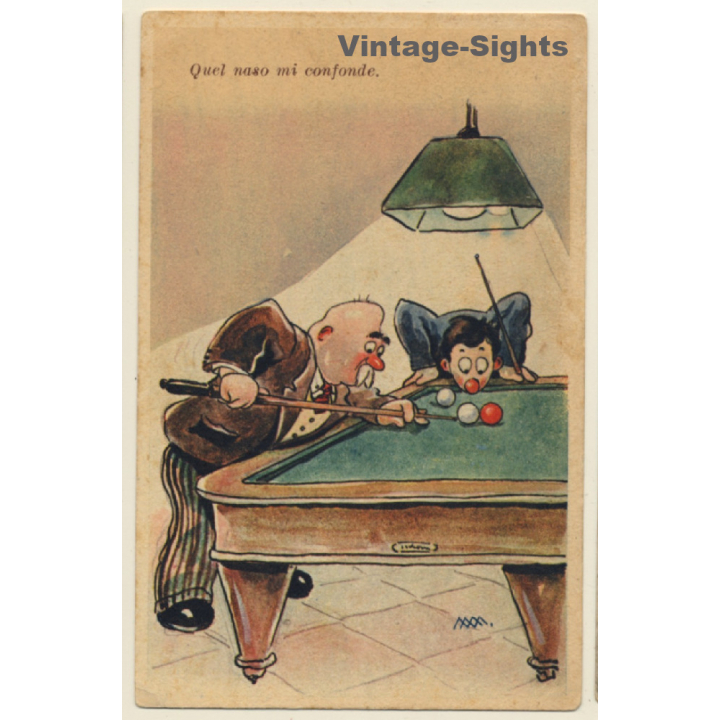 Billard / Carambol: Quel Naso Mi Cofonde (Vintage PC 1947)