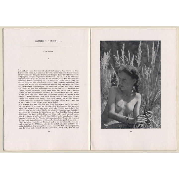 Paradies Nr. 2: Zeitschrift Für Freie & Ästhetische Lebensform (Vintage Nude Magazine 1950s)