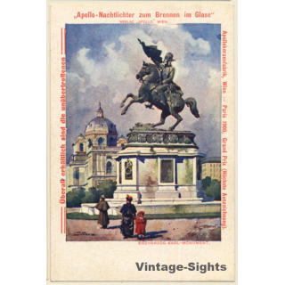 Vienna / Austria: Erbherzog Karl Monument - Apollo Nachtlichter (Vintage PC 1900s)