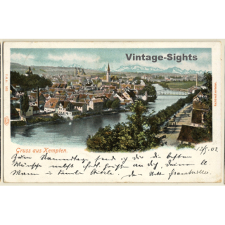 Allgäu / Germany: Gruss Aus Kempten - Total View (Vintage PC 1902)